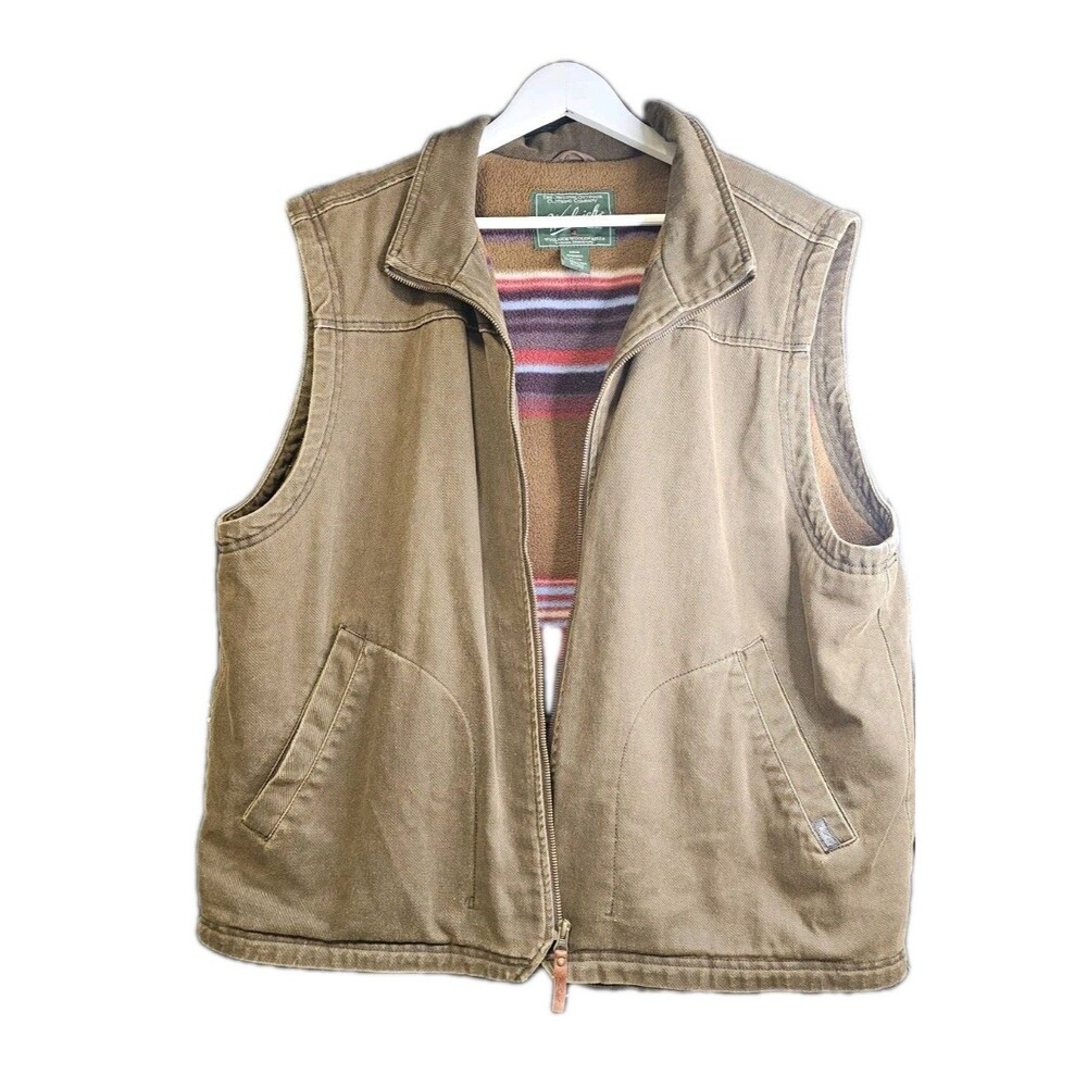 Woolrich Vest Canvas Full Zip Fleece blanket Lined  Work Men's X large